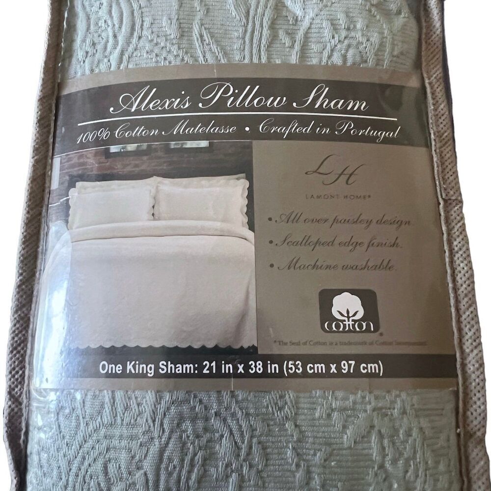 Alexis King Pillow Sham 100% Cotton Malelasse Paisley Design - Picture 3 of 6